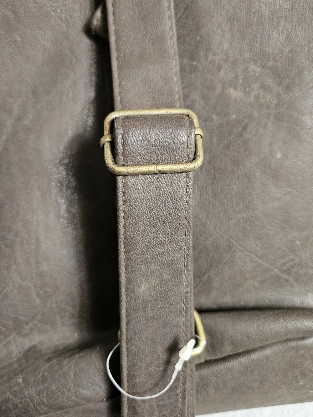 Vintage Y2K Faded Glory Brown Faux Leather Teardrop Sling Backpack Purse